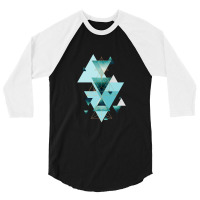 Geometric Triangle Compilation In Teal 3/4 Sleeve Shirt | Artistshot