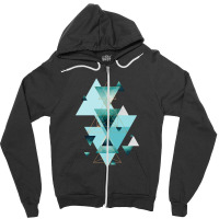 Geometric Triangle Compilation In Teal Zipper Hoodie | Artistshot