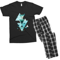 Geometric Triangle Compilation In Teal Men's T-shirt Pajama Set | Artistshot