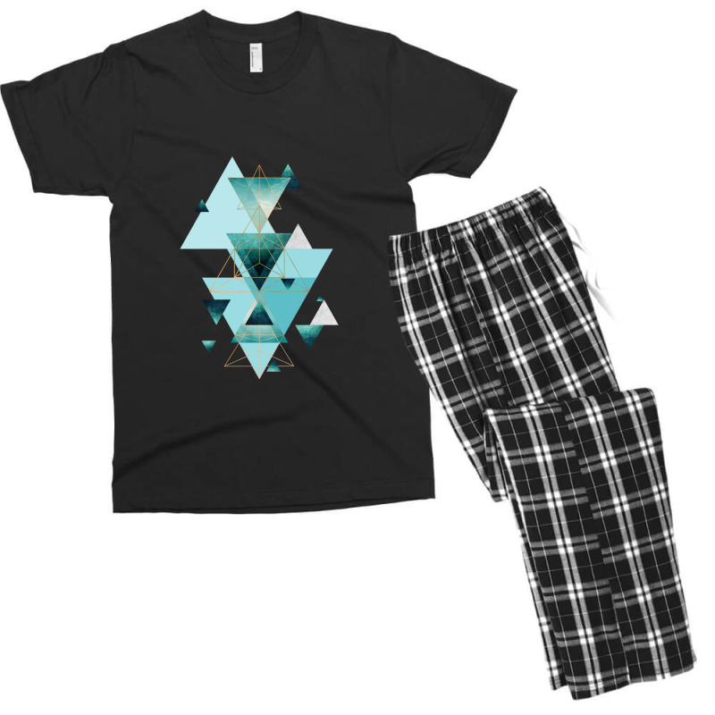 Geometric Triangle Compilation In Teal Men's T-shirt Pajama Set | Artistshot