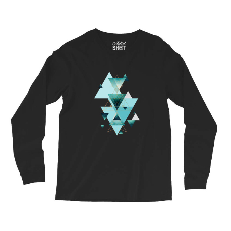 Geometric Triangle Compilation In Teal Long Sleeve Shirts | Artistshot