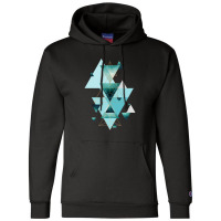 Geometric Triangle Compilation In Teal Champion Hoodie | Artistshot