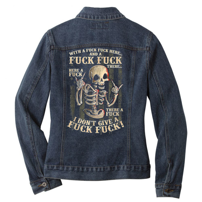 I Don't Give A Fuck Fuck T Shirt Ladies Denim Jacket by cm-arts | Artistshot