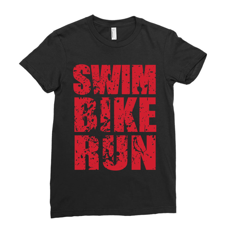 Swim Bike Run, Triathlon Ladies Fitted T-Shirt by KENNETHPCLING | Artistshot