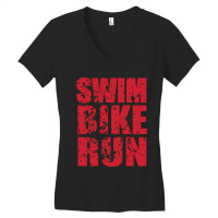 Swim Bike Run, Triathlon Women's V-neck T-shirt | Artistshot