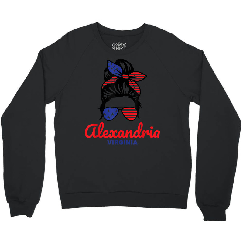 Alexandria Virginia Retro Messy Bun Crewneck Sweatshirt by Sombre | Artistshot