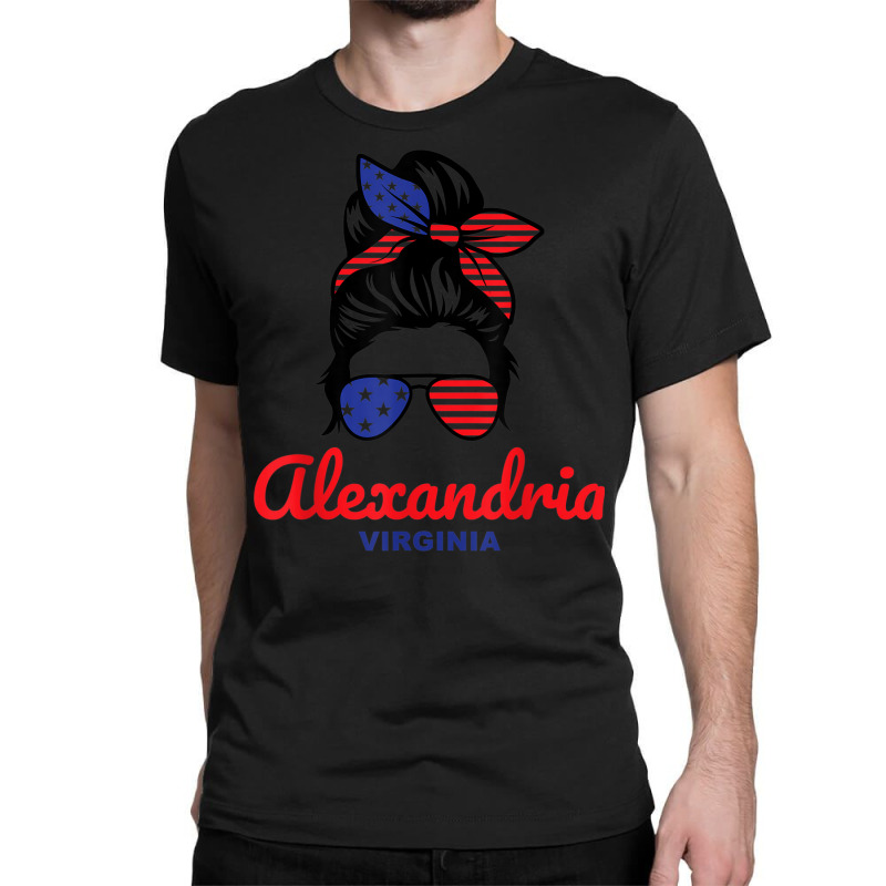 Alexandria Virginia Retro Messy Bun Classic T-shirt by Sombre | Artistshot