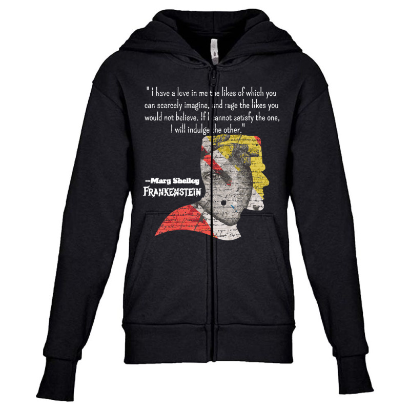 Mary Shelley Frankenstein Quote Youth Zipper Hoodie by cm-arts | Artistshot