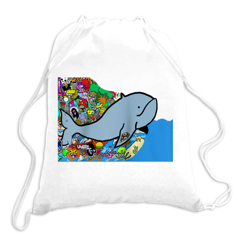 Blue Whale, Marine Sea Animal, Ocean Life, Surf, Art Work Raglan Baseb Drawstring Bags | Artistshot