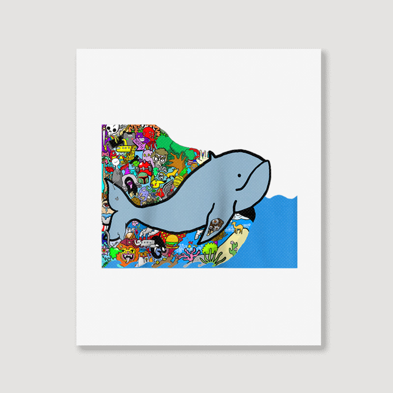 Blue Whale, Marine Sea Animal, Ocean Life, Surf, Art Work Raglan Baseb Portrait Canvas Print | Artistshot