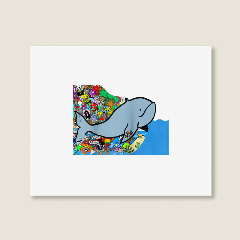 Blue Whale, Marine Sea Animal, Ocean Life, Surf, Art Work Raglan Baseb Landscape Canvas Print | Artistshot