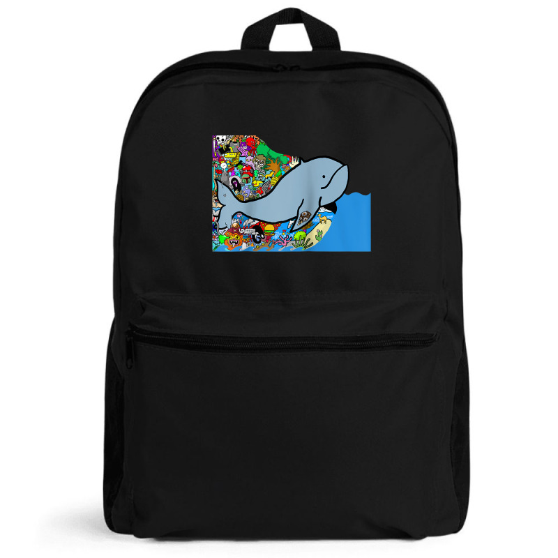 Blue Whale, Marine Sea Animal, Ocean Life, Surf, Art Work Raglan Baseb Backpack | Artistshot