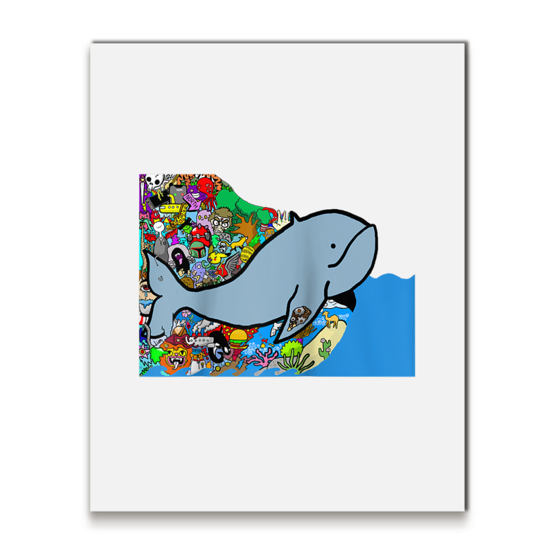 Blue Whale, Marine Sea Animal, Ocean Life, Surf, Art Work Raglan Baseb Metal Print Vertical | Artistshot