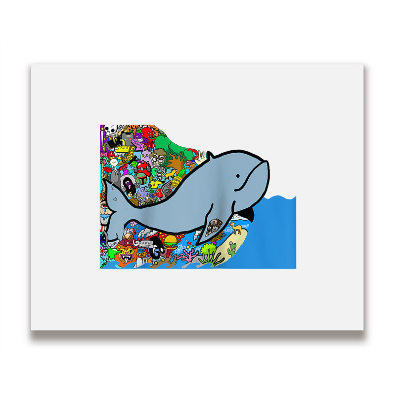 Blue Whale, Marine Sea Animal, Ocean Life, Surf, Art Work Raglan Baseb Metal Print Horizontal | Artistshot