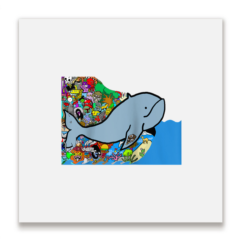 Blue Whale, Marine Sea Animal, Ocean Life, Surf, Art Work Raglan Baseb Metal Print Square | Artistshot