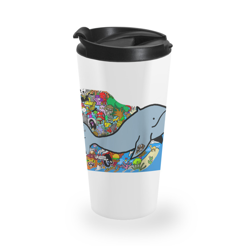 Blue Whale, Marine Sea Animal, Ocean Life, Surf, Art Work Raglan Baseb Travel Mug | Artistshot