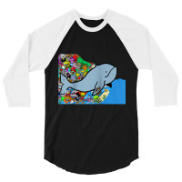 Blue Whale, Marine Sea Animal, Ocean Life, Surf, Art Work Raglan Baseb 3/4 Sleeve Shirt | Artistshot