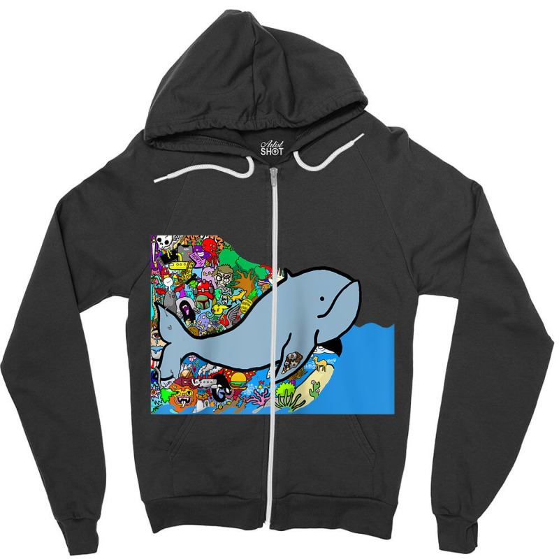 Blue Whale, Marine Sea Animal, Ocean Life, Surf, Art Work Raglan Baseb Zipper Hoodie | Artistshot