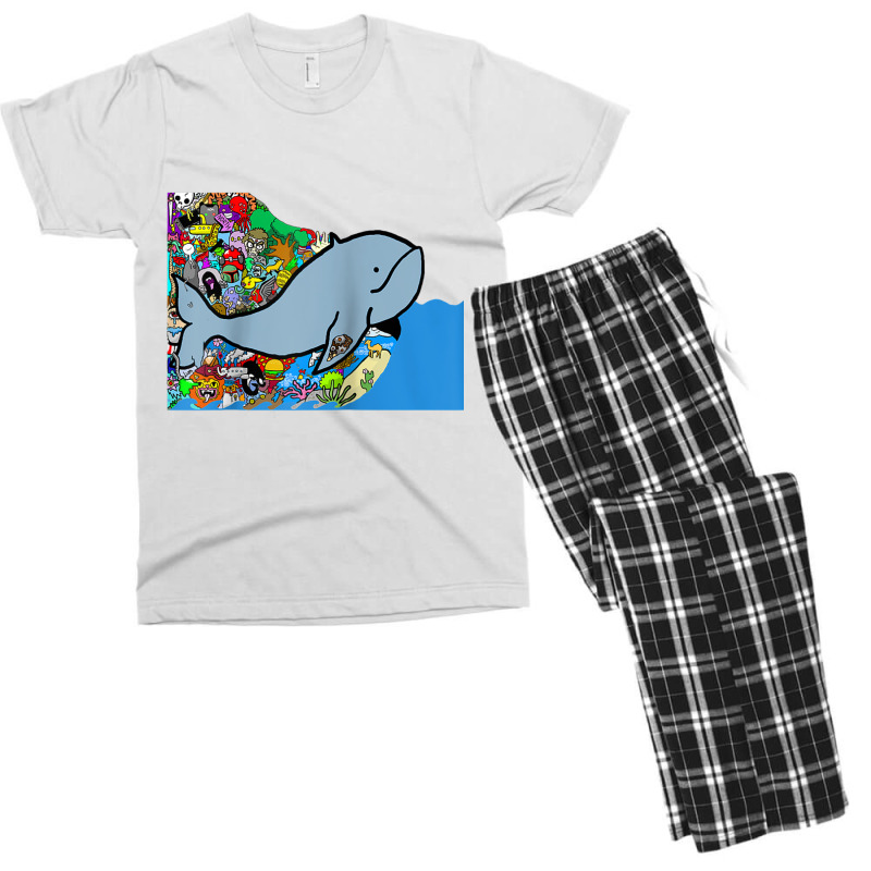 Blue Whale, Marine Sea Animal, Ocean Life, Surf, Art Work Raglan Baseb Men's T-shirt Pajama Set | Artistshot