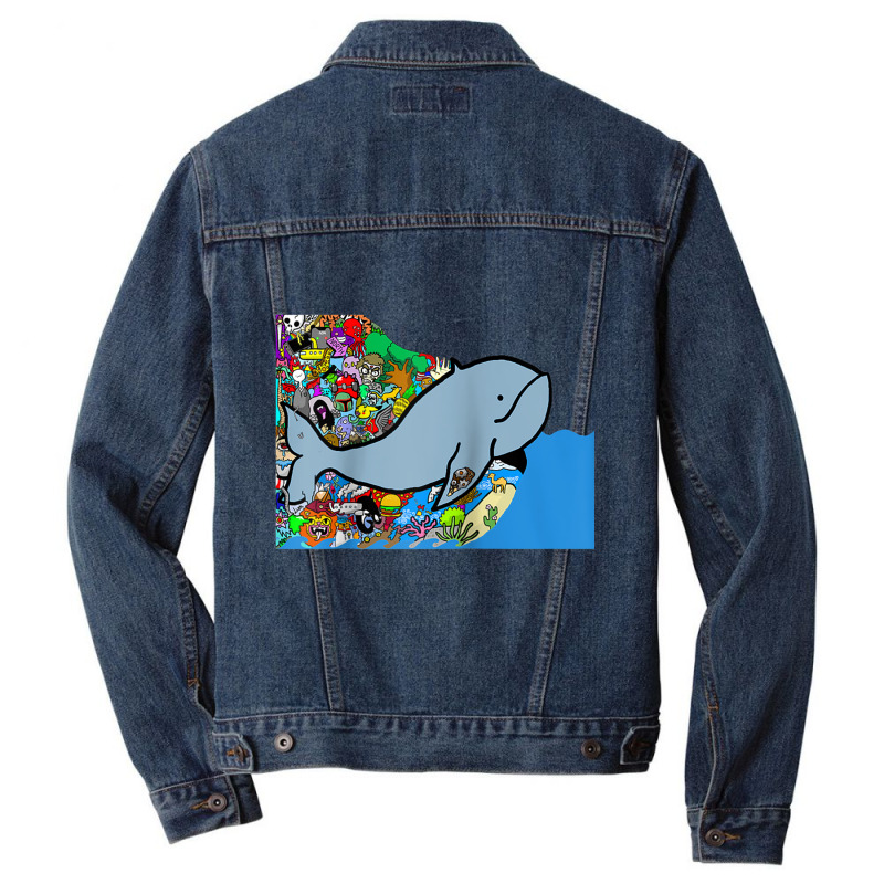 Blue Whale, Marine Sea Animal, Ocean Life, Surf, Art Work Raglan Baseb Men Denim Jacket | Artistshot