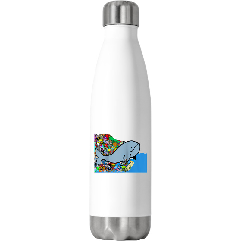 Blue Whale, Marine Sea Animal, Ocean Life, Surf, Art Work Raglan Baseb Stainless Steel Water Bottle | Artistshot