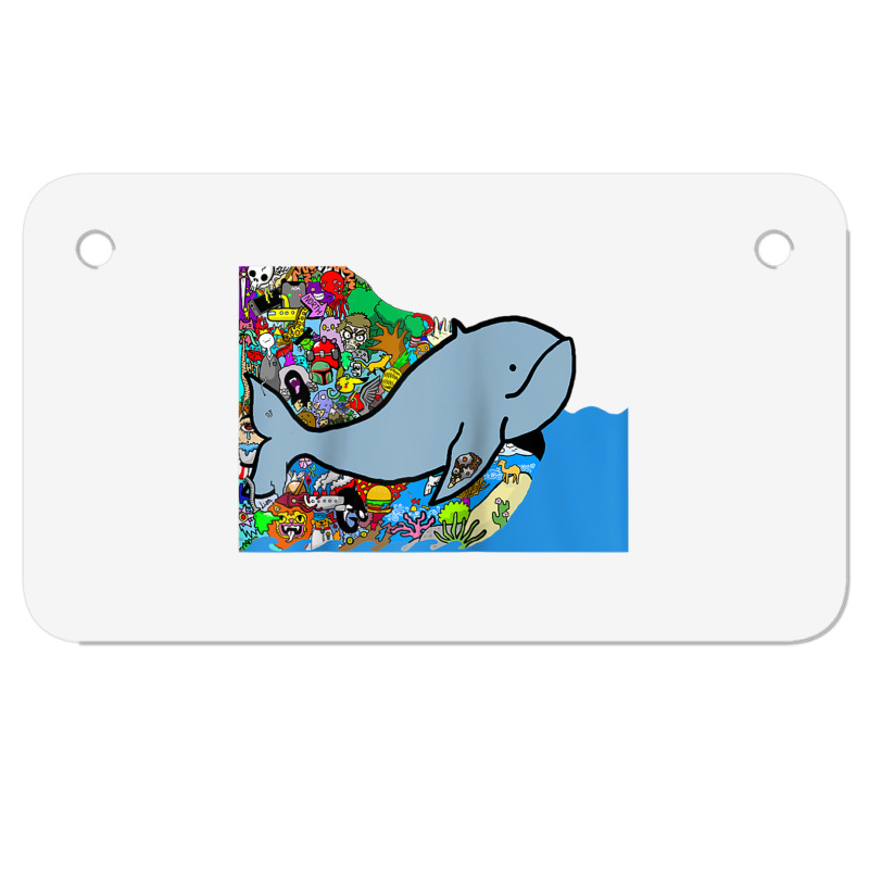 Blue Whale, Marine Sea Animal, Ocean Life, Surf, Art Work Raglan Baseb Motorcycle License Plate | Artistshot