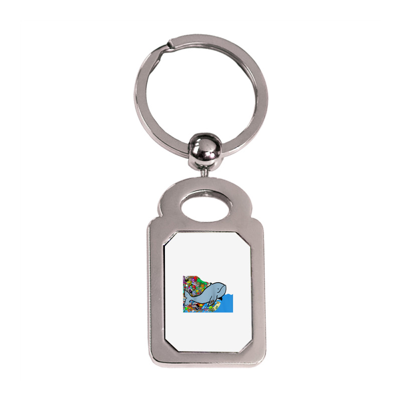 Blue Whale, Marine Sea Animal, Ocean Life, Surf, Art Work Raglan Baseb Silver Rectangle Keychain | Artistshot