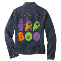 Boo Hands American Sign Language Pride Asl Halloween Long Sleeve T Shi Ladies Denim Jacket | Artistshot