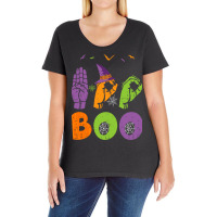 Boo Hands American Sign Language Pride Asl Halloween Long Sleeve T Shi Ladies Curvy T-shirt | Artistshot