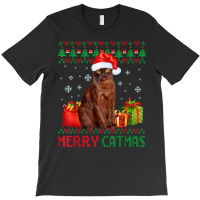 Merry Catmas Cat Ugly Christmas Havana Brown Mom Dad T-shirt | Artistshot