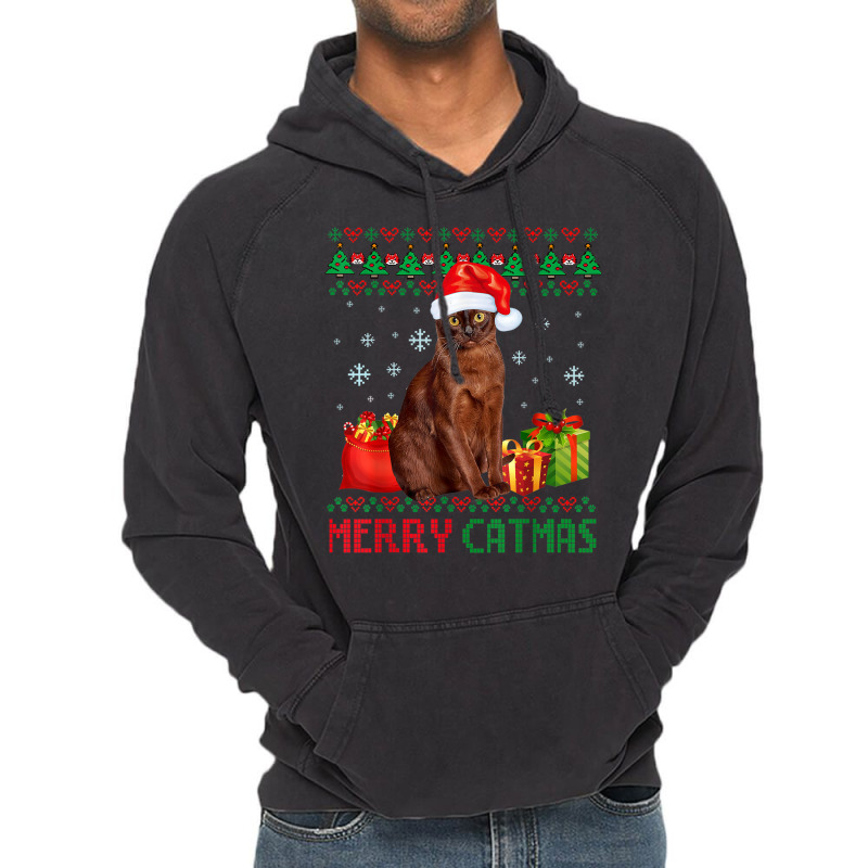 Merry Catmas Cat Ugly Christmas Havana Brown Mom Dad Vintage Hoodie | Artistshot