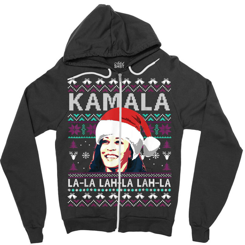 Santa Kamala Ugly Christmas Sweater Kamalalalala Zipper Hoodie | Artistshot