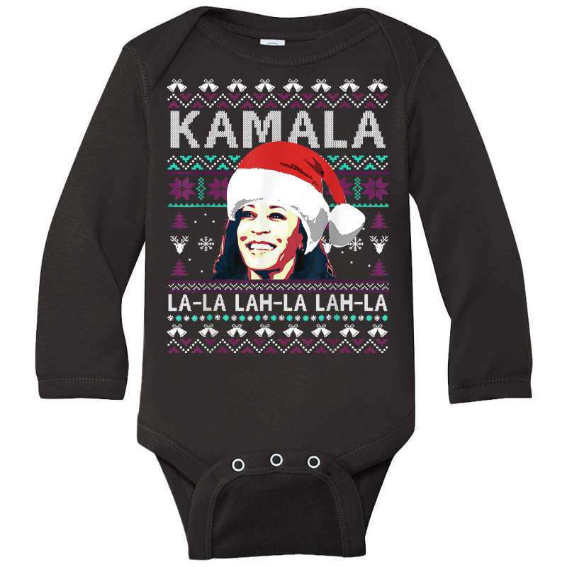 Santa Kamala Ugly Christmas Sweater Kamalalalala Long Sleeve Baby Bodysuit | Artistshot