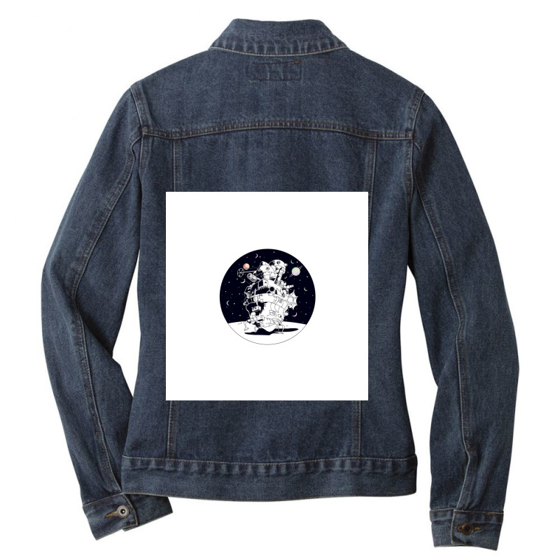 Castle In A Starry Night Chiffon Top Ladies Denim Jacket by cm-arts | Artistshot