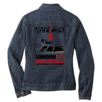 Wembley Live Aid Concert Remastered, London England Wemblay Stadium, M Ladies Denim Jacket | Artistshot