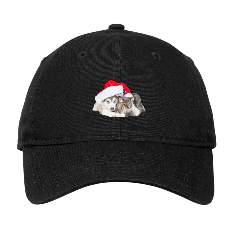 Cute Siberian Husky Puppy Santa Hat Image Christmas Cat Dog Premium T Adjustable Cap by cm-arts | Artistshot