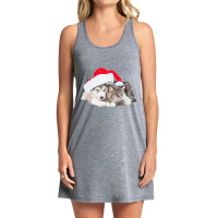 Cute Siberian Husky Puppy Santa Hat Image Christmas Cat Dog Premium T Tank Dress | Artistshot