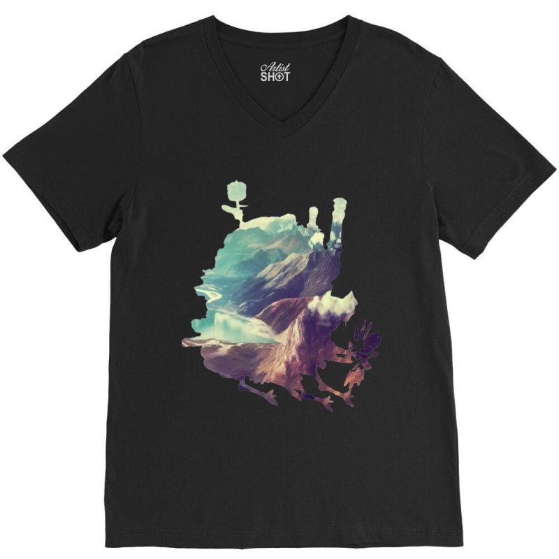 Howl_s Moving Castle Castle V-Neck Tee by cm-arts | Artistshot