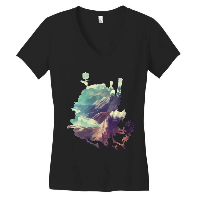 Howl_s Moving Castle Castle Women's V-Neck T-Shirt by cm-arts | Artistshot