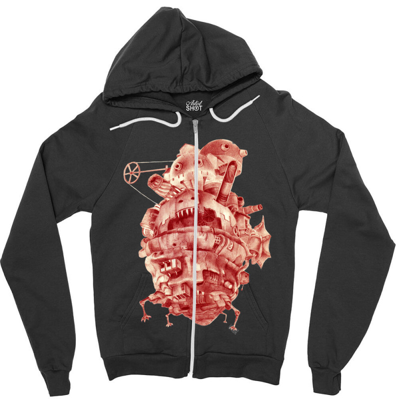 Howl_s Moving Castle In Red Zipper Hoodie by cm-arts | Artistshot