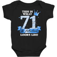 71 & Fabulous I Blue Black Party Group Candid Photo Outfit Baby Bodysuit | Artistshot