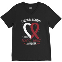 I Wear Burgundy For Sickle Cell Awareness Fighter Warrior V-neck Tee | Artistshot