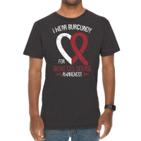 I Wear Burgundy For Sickle Cell Awareness Fighter Warrior Vintage T-shirt | Artistshot