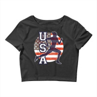 Usa Women Running Track & Field Team American Flag Runner T Shirt Crop Top | Artistshot