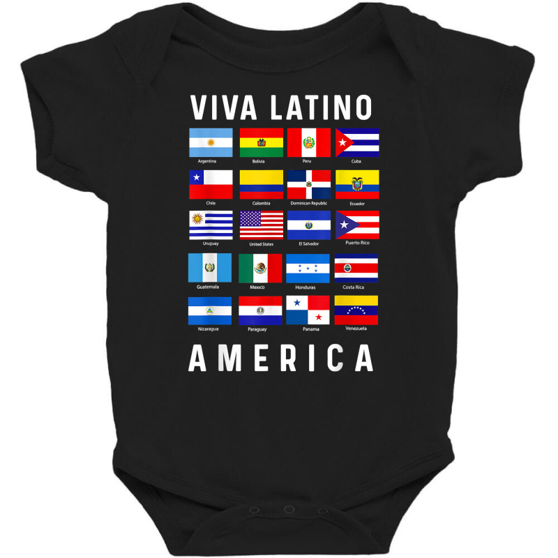 All Latin American Flags Countries Viva Latino America Tee T Shirt Baby Bodysuit by cm-arts | Artistshot