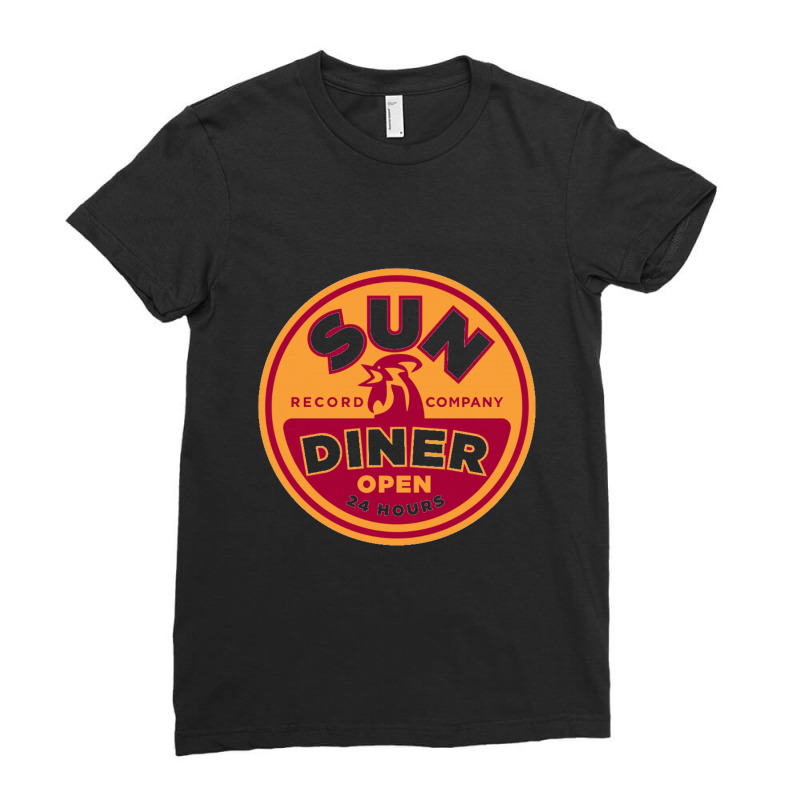 Sun Diner Record Rooster Ladies Fitted T-Shirt by cm-arts | Artistshot