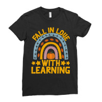 Fall In Love With Learning Rainbow Pumpkin Teacher Ladies Fitted T-shirt | Artistshot