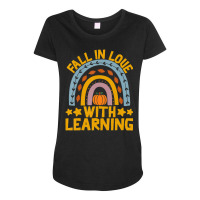 Fall In Love With Learning Rainbow Pumpkin Teacher Maternity Scoop Neck T-shirt | Artistshot