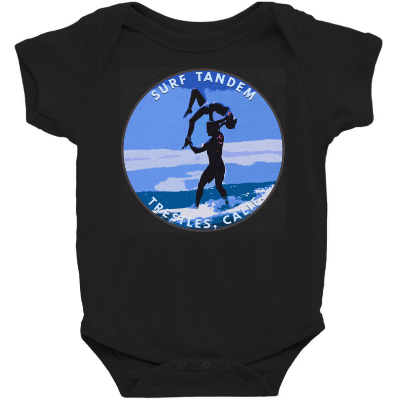 Surf Tandem On A Longboard Surfers Surfing Trestles, Calif. Long Sleev Baby Bodysuit | Artistshot