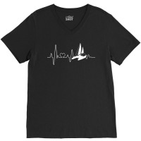 Catamaran Sailing Heartbeat Double Hull Boat V-neck Tee | Artistshot